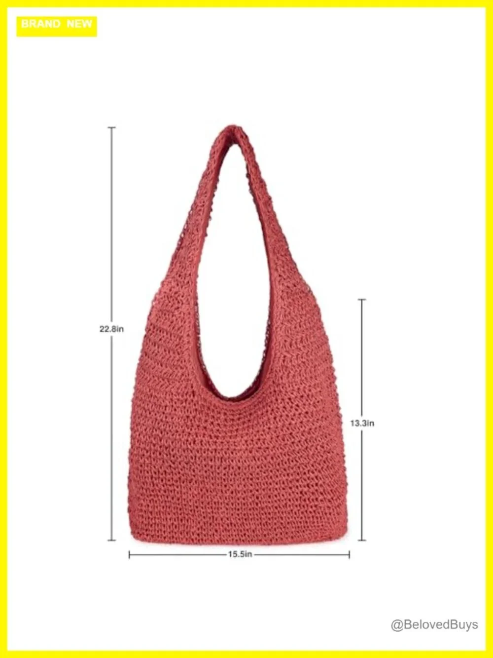 Straw Beach Bag Handwoven Woven Shoulder Hobo Tote Handbag Purse Summer
